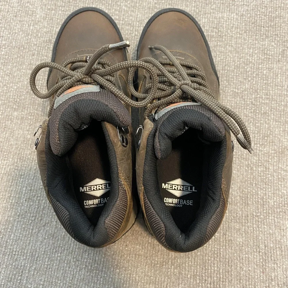 Merrell Work Boots Mens Size 7.5W Brown‎ Leather Waterproof Slip Resistant